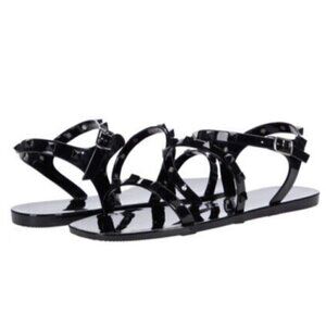 Steven New York Gello Gladiator Stud Sandals Black Womens Size US 8M